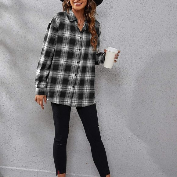 Casual plaid Print Drop Shoulder Shirt - Picture 5 of 5